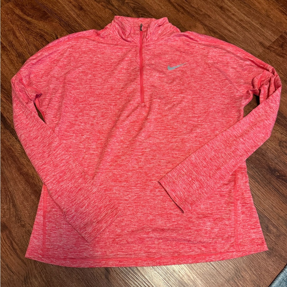 Nike Women's Heathered Pink/Red Running Quarter-Zip